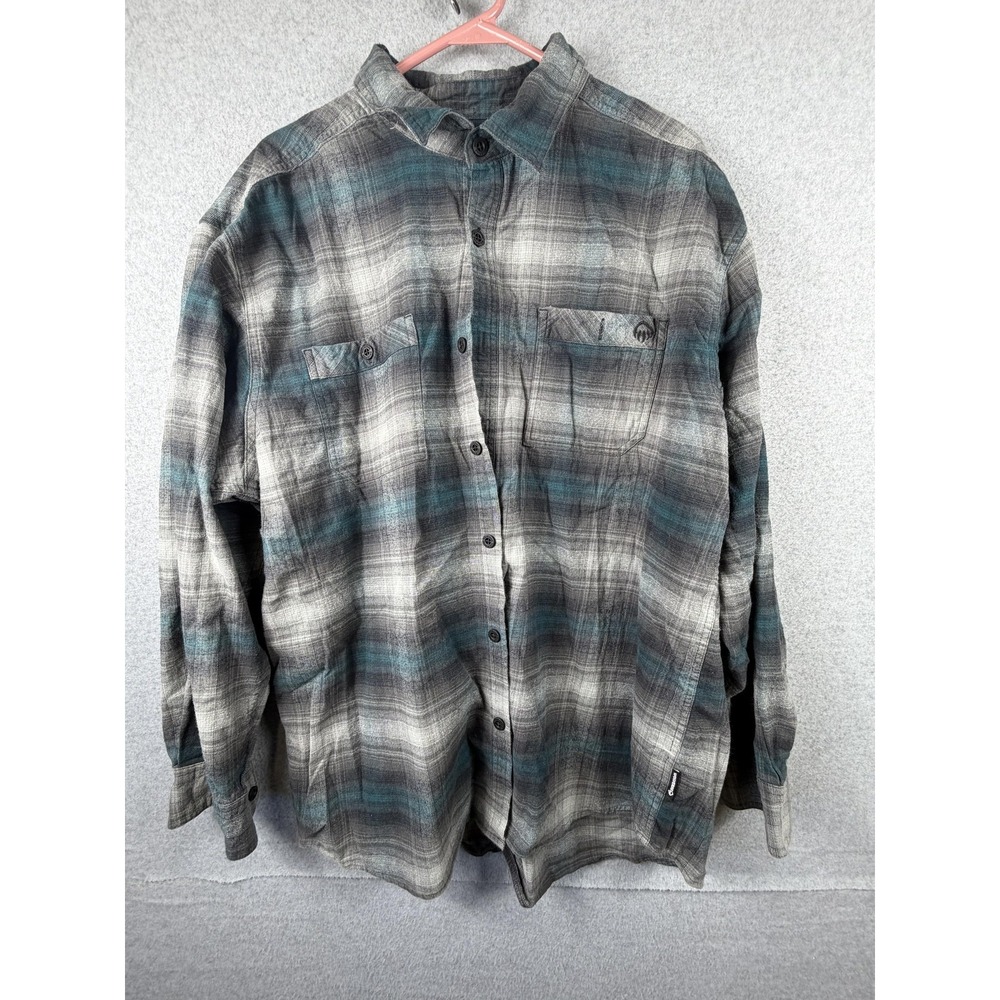 Wolverine Shirt Mens 2XL Gray Plaid Flannel Button Up Long Sleeve Workwear‎